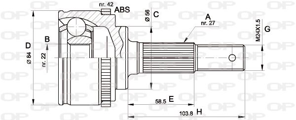 OPEN PARTS Шарнирный комплект, приводной вал CVJ5165.10